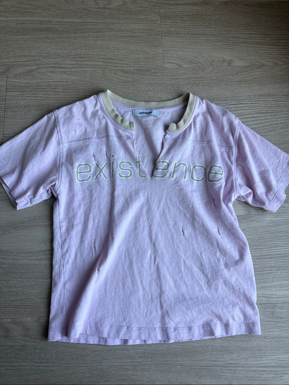 Gimaguas Light Pink 'Existence' Short Sleeve Tee with Cream Trim
